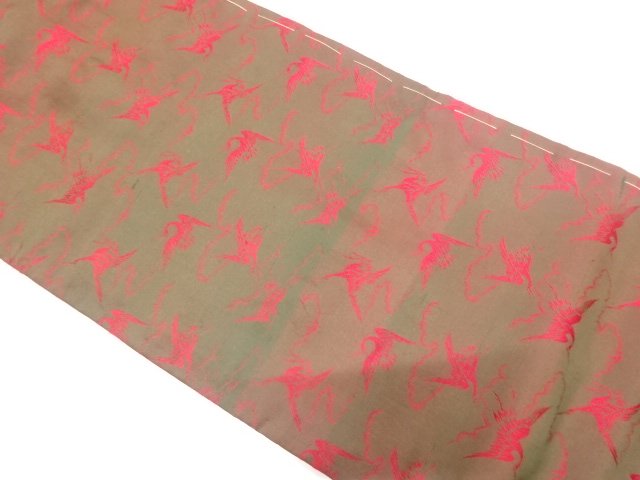 JAPANESEKIMONO / ANTIQUE GROUP OF CRANES PATTERN WOVEN NAGOYA OBI (WEA